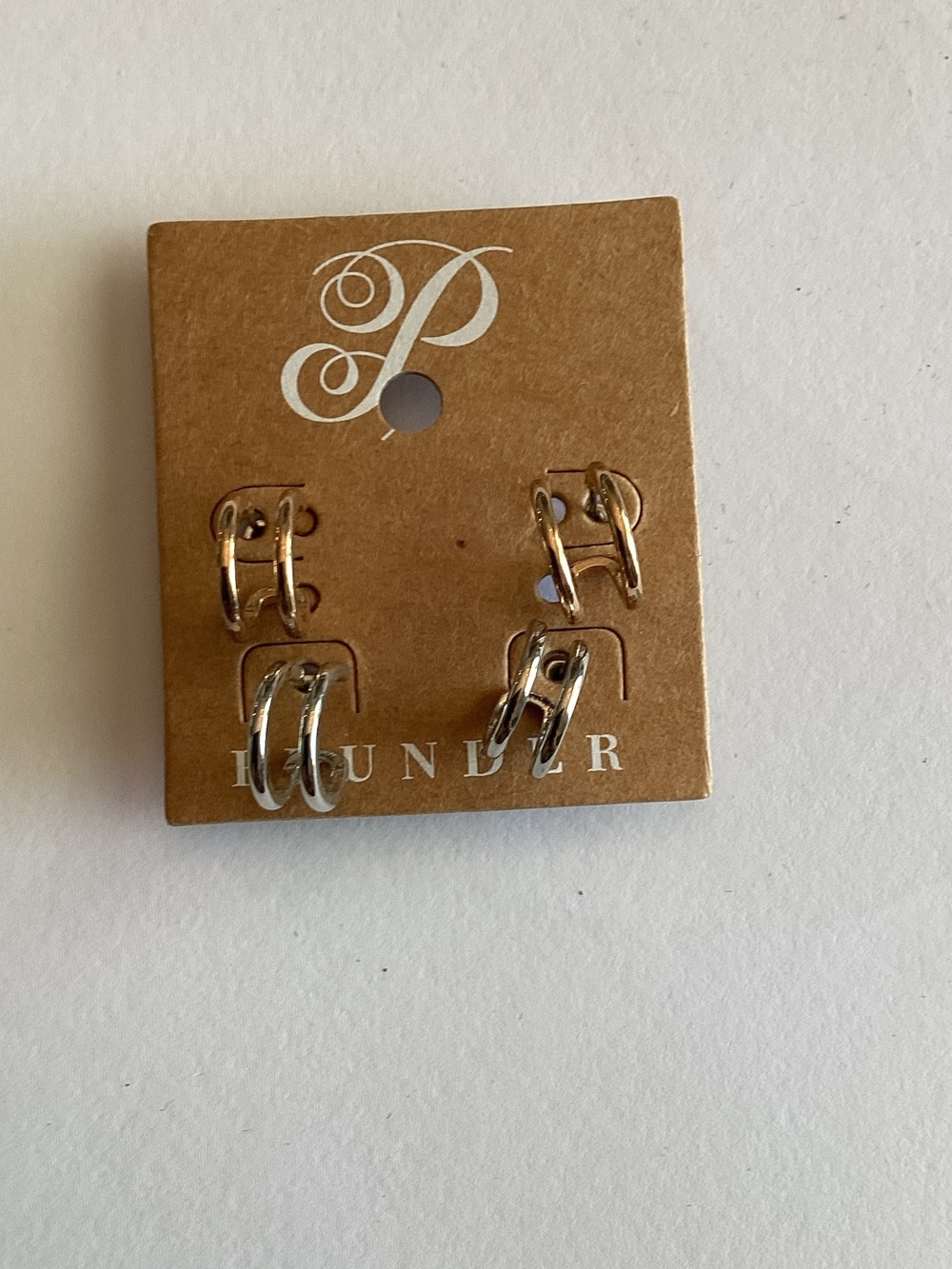 Silver Double Hoop Huggie Earring Set‎